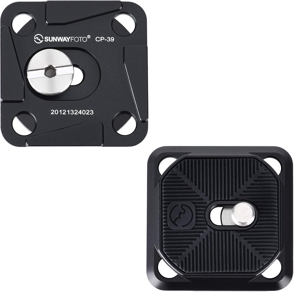 Camera Clip Plaat - Snelle Ontgrendeling - Veelzijdige Bevestiging - Tweedelig Ontwerp - 38x38x8 mm - Zwart