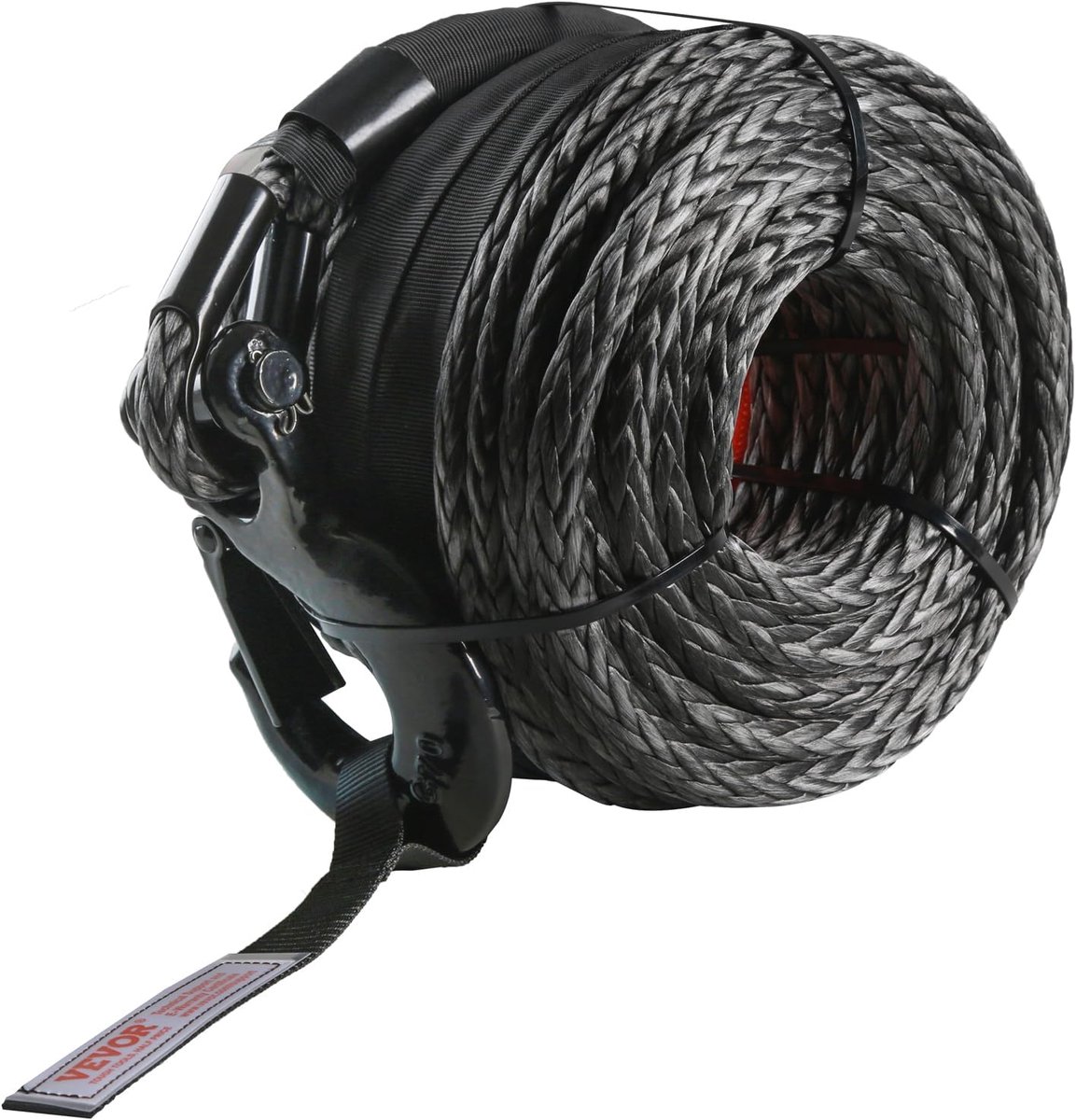 Synthetisch Liertouw - Lierkabel Trekband - Voertuig Berging - Met Beschermhuls - 9.5 mm x 30.5 m - Zwart