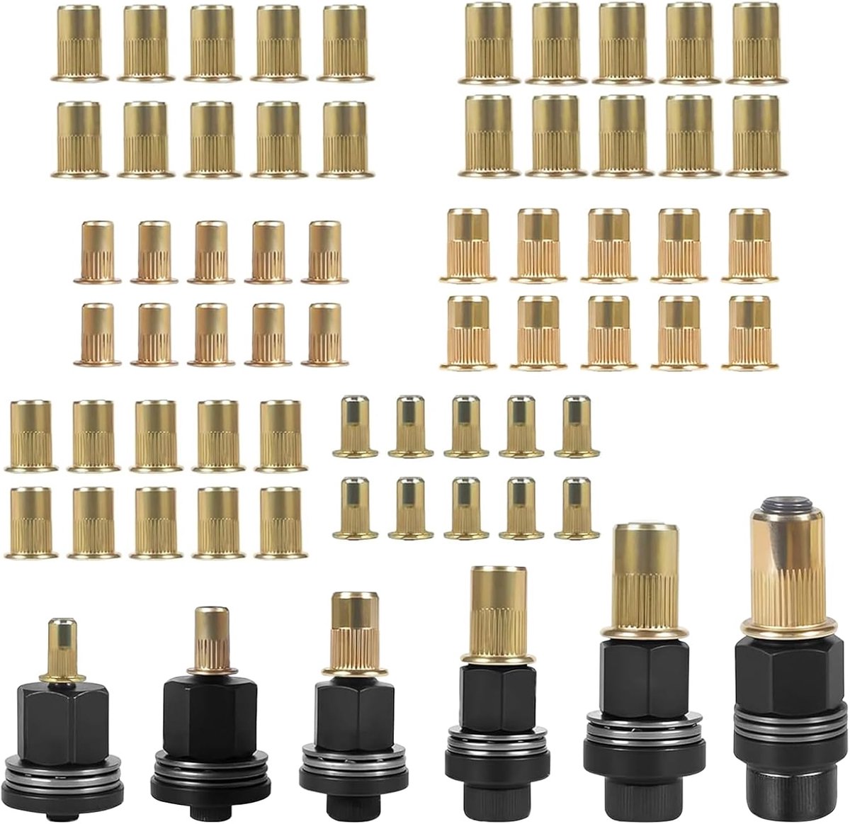 Klinkmoer Gereedschap - Moer Tang Set - Bevestigen Metalen - Inclusief 60 Moeren - M3 Tot M10 - Zwart