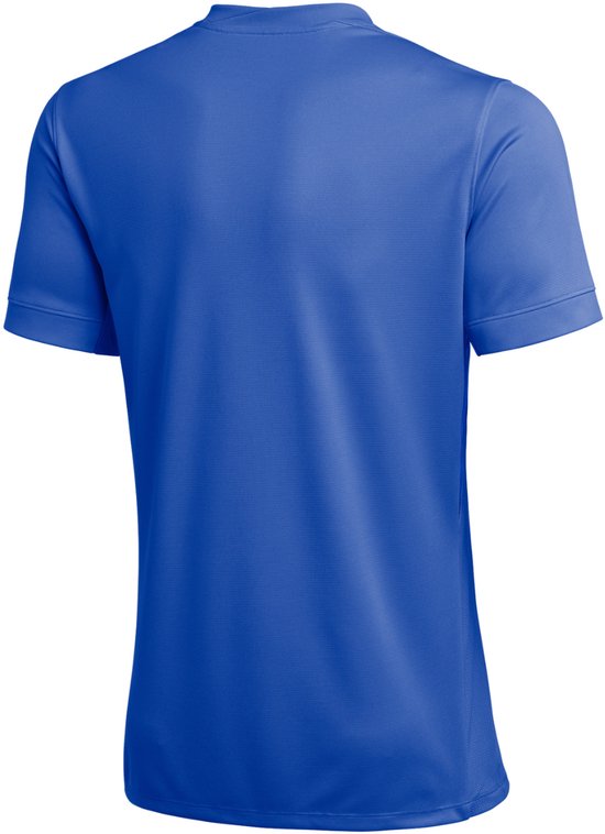 Blauw Nike sportshirt met korte mouwen en een ronde hals. Het shirt heeft een subtiel textuurpatroon.