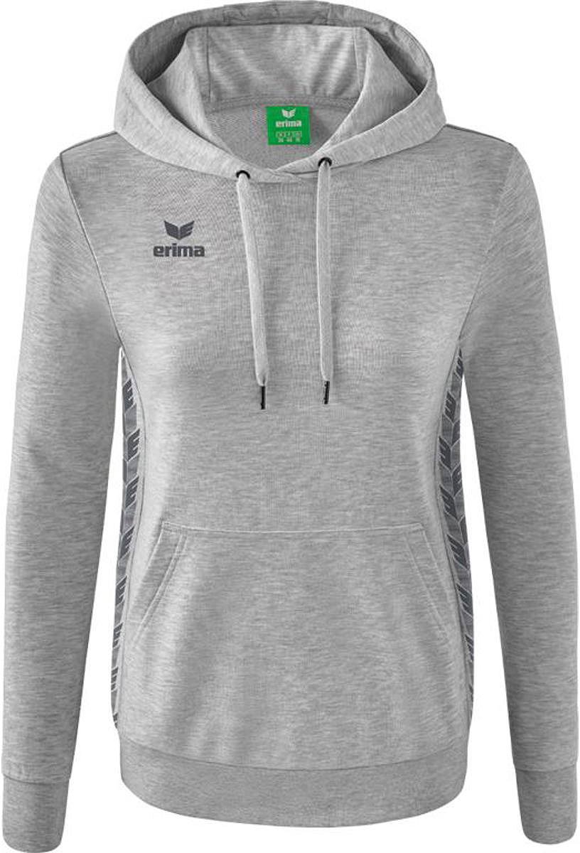 Erima Essential Team Sweatshirt Met Capuchon Dames - Licht Grey Melange / Slate Grey | Maat: 44