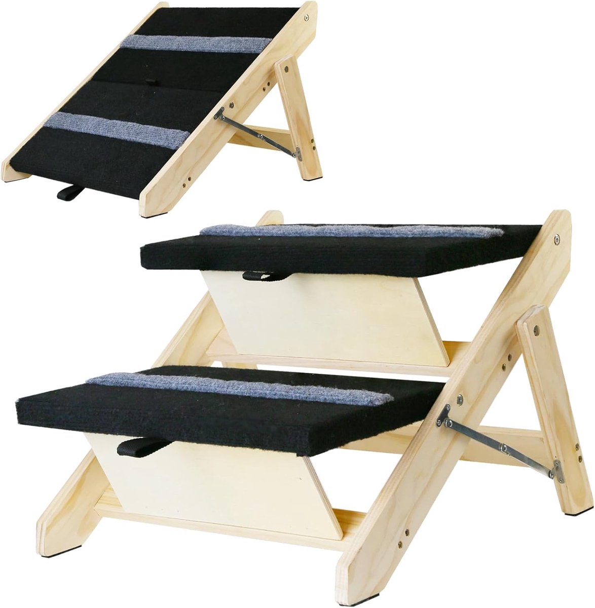 Huisdieren Helling - Honden trap - Oudere dieren - 2-in-1 ontwerp - Opvouwbaar - Houtkleur