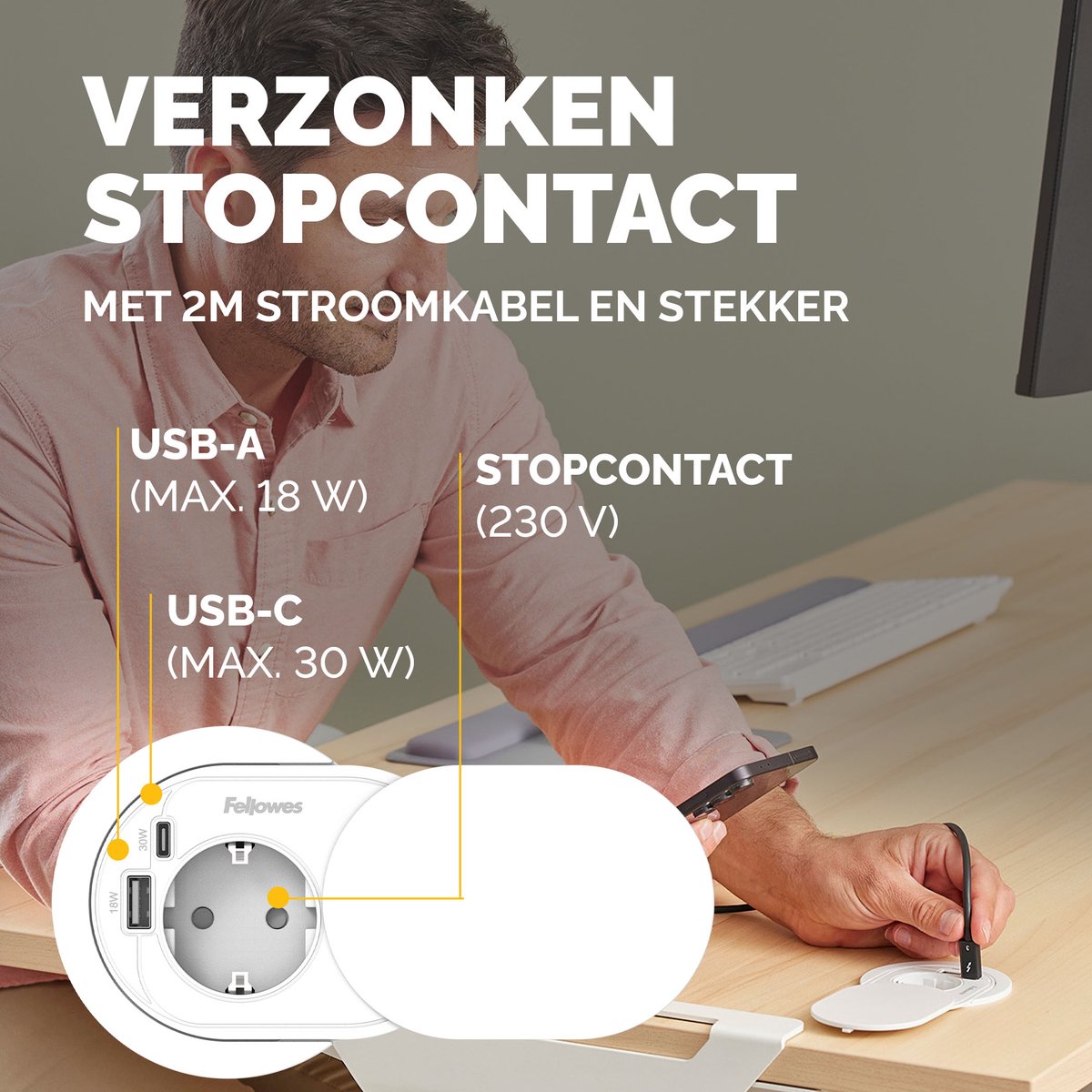Fellowes Stekkerdoos 2 m