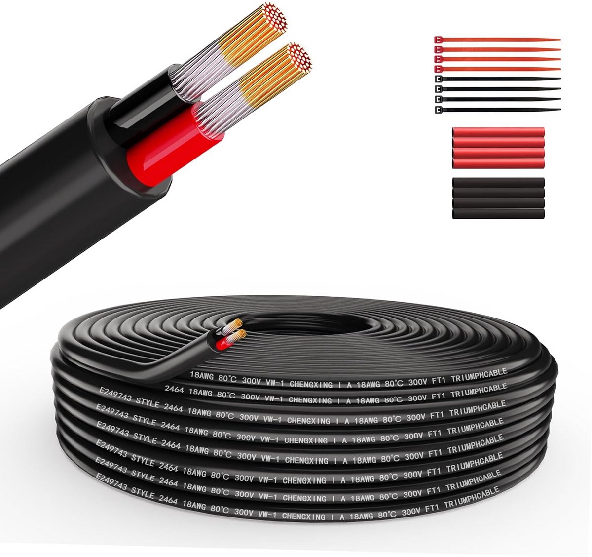 2-aderige Elektrische Kabel 18AWG 0.75mm² Laagspanning Vertind Koper PVC - 3 Meter