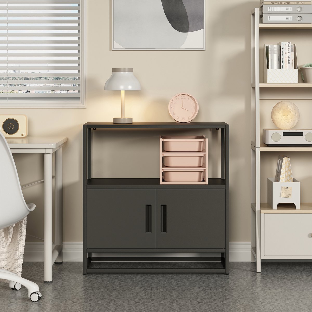 en.casa Archiefkast Hailuoto 82x80x40 cm zwart [en.casa]