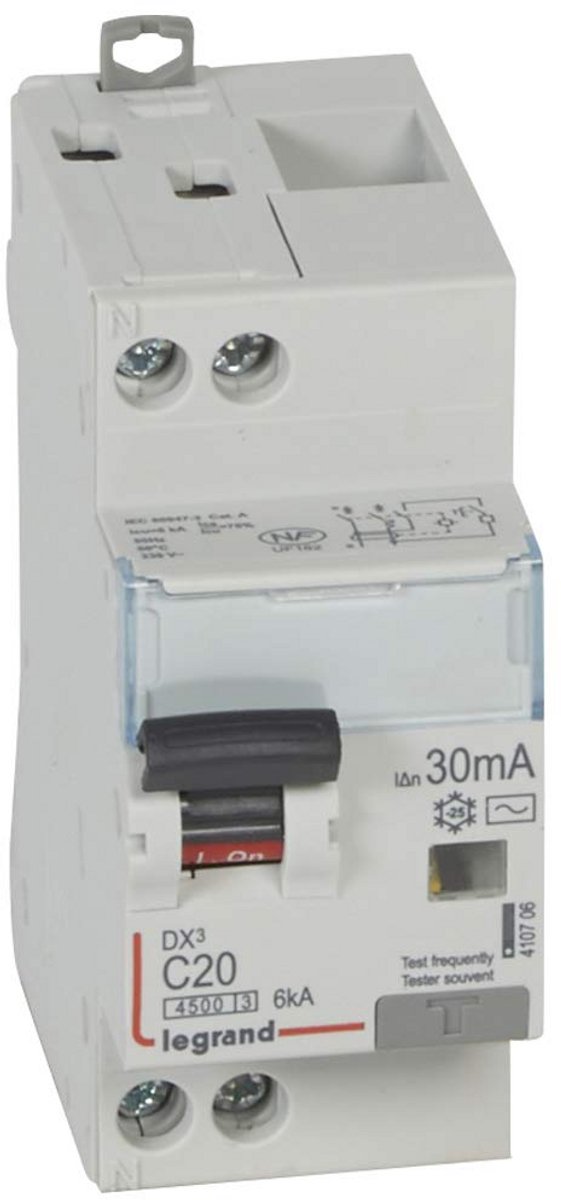 Aardlekschakelaar 20A Type AC 30mA - 2 Module - C-curve - Universele Installatiebeveiliging
