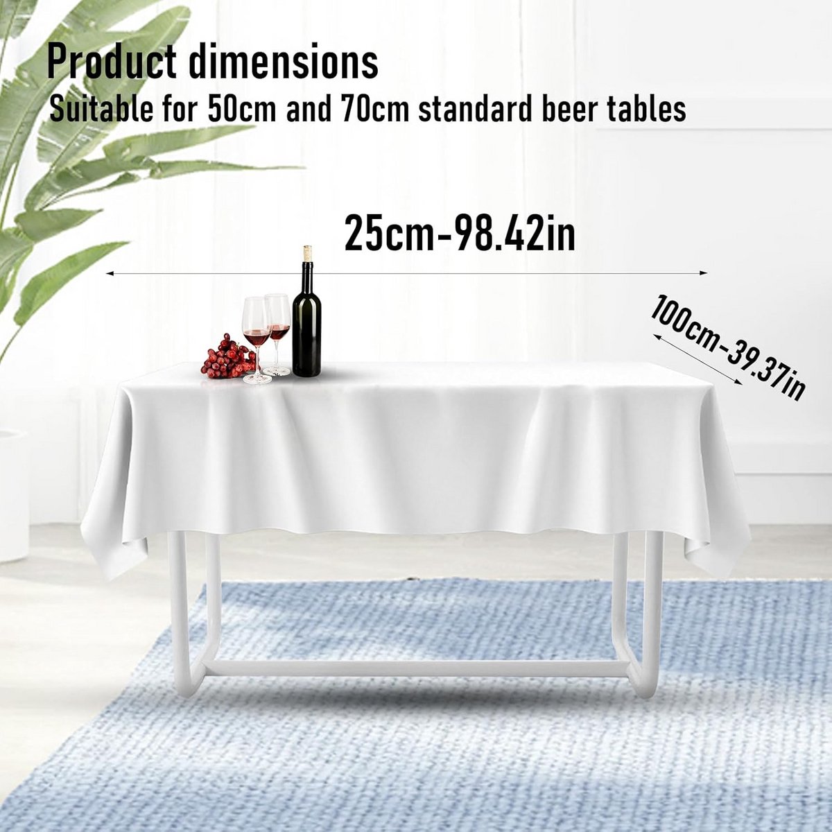 2 Waterdichte Polyester Tafelkleden voor Biertafels - Wit Rechthoekig 100x250 cm