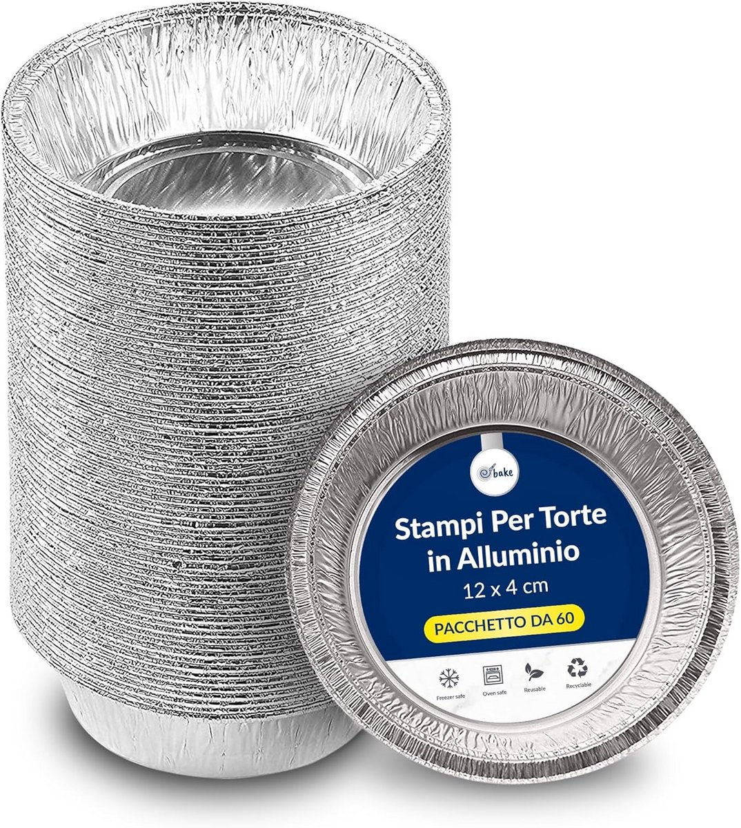 Ronde Aluminium Bakvormen 12cm - 60 Stuks voor Taart, Pasteien en Gebak