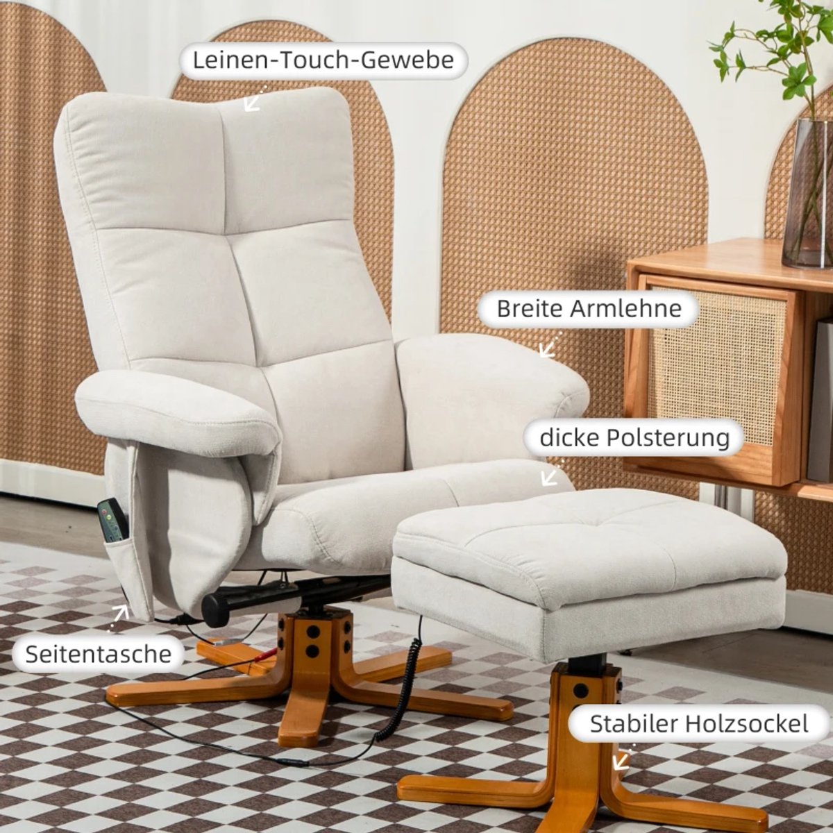 Exoluxe Massagestoel met Afstandsbediening - Kantelbaar tot - afbeelding 3