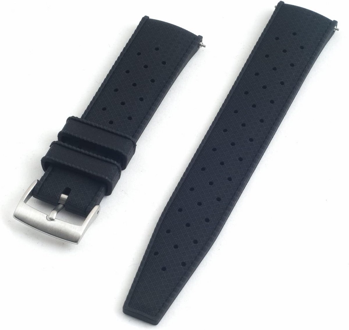 FKM Rubber Horlogeband Tropische Stijl met Snelverstelling - Diverse Maten 18mm t-m 22mm