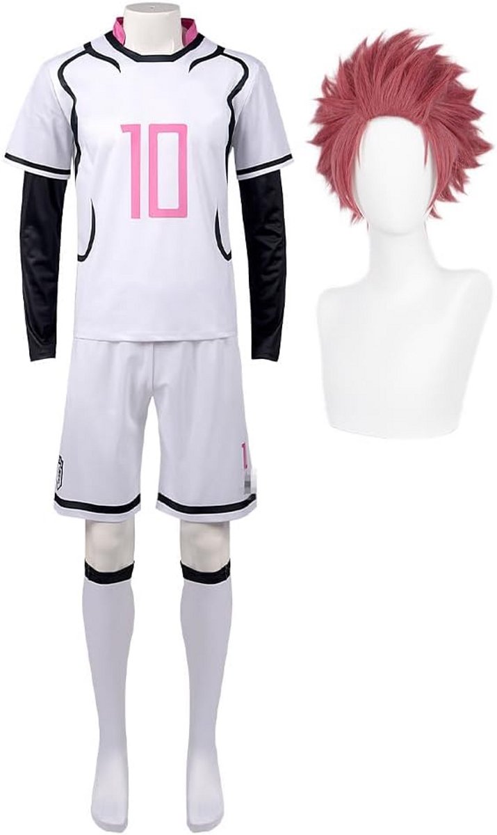 Voetbalspeler Cosplay Kostuum Anime Sportshirt en Broek Set Roze Wit