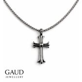 GAUD Cross Ketting – Zilverkleurig Stainless Steel – 60 cm Heren Ketting – Tijdloos Design – Inclusief GAUD Gift Box