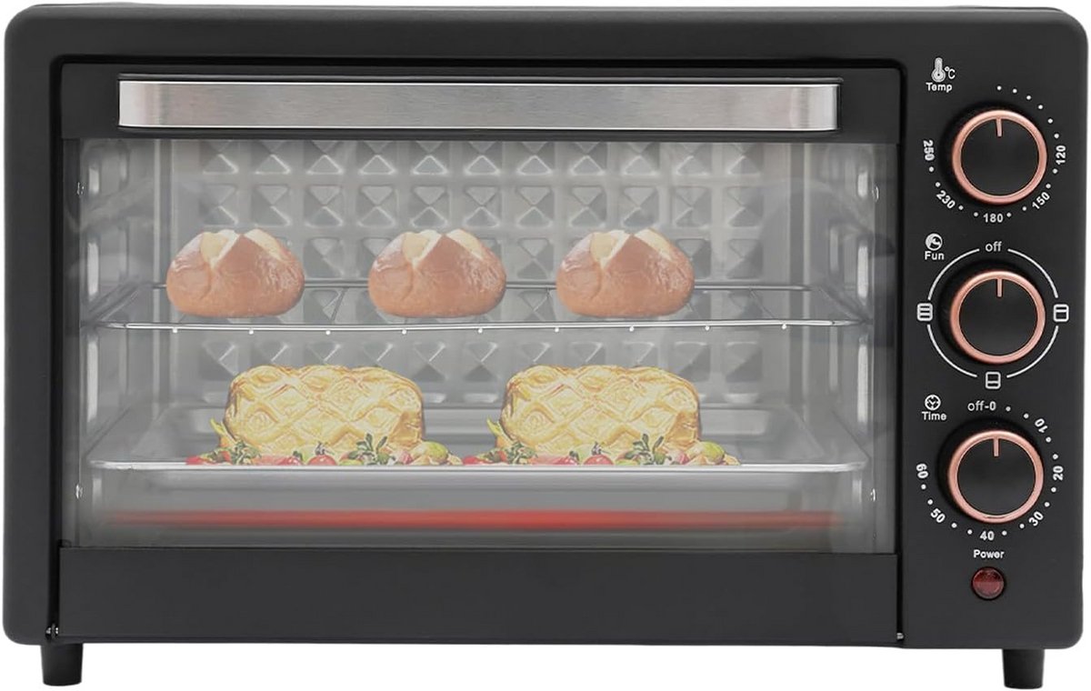 Compacte Elektrische Oven 22L - 1000W Mini Ovent met Timer en Beveiliging