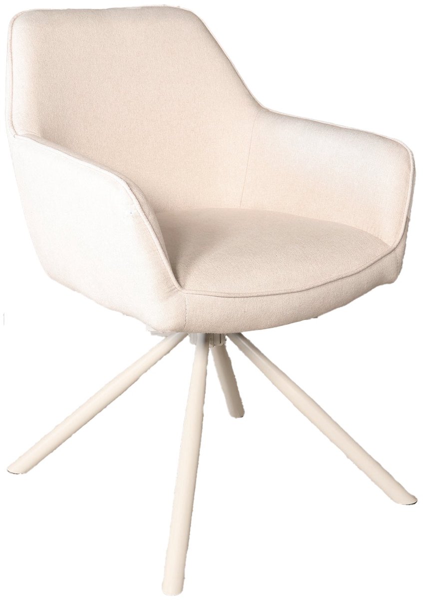 Lizzely Garden & Living SET DEAL: 6 stuks Eetkamerstoel met armleuning draaibaar beige stof Lies eetstoel zetel