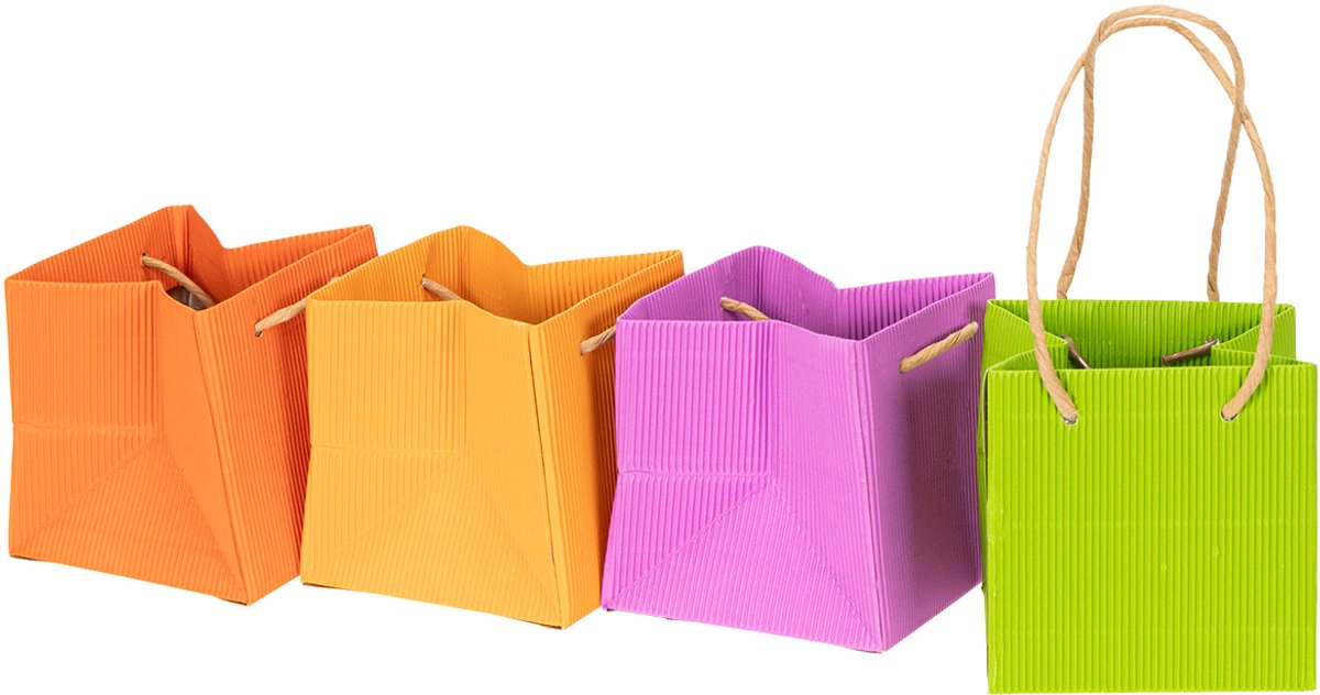 Cadeautas, papieren tas met handvatten, kleurrijke verpakking, 10,5 cm