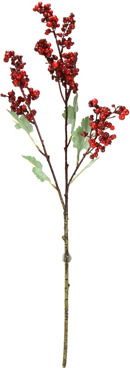 Kunstmatige bessentak rode kunsttak kerstdecoratie 74cm
