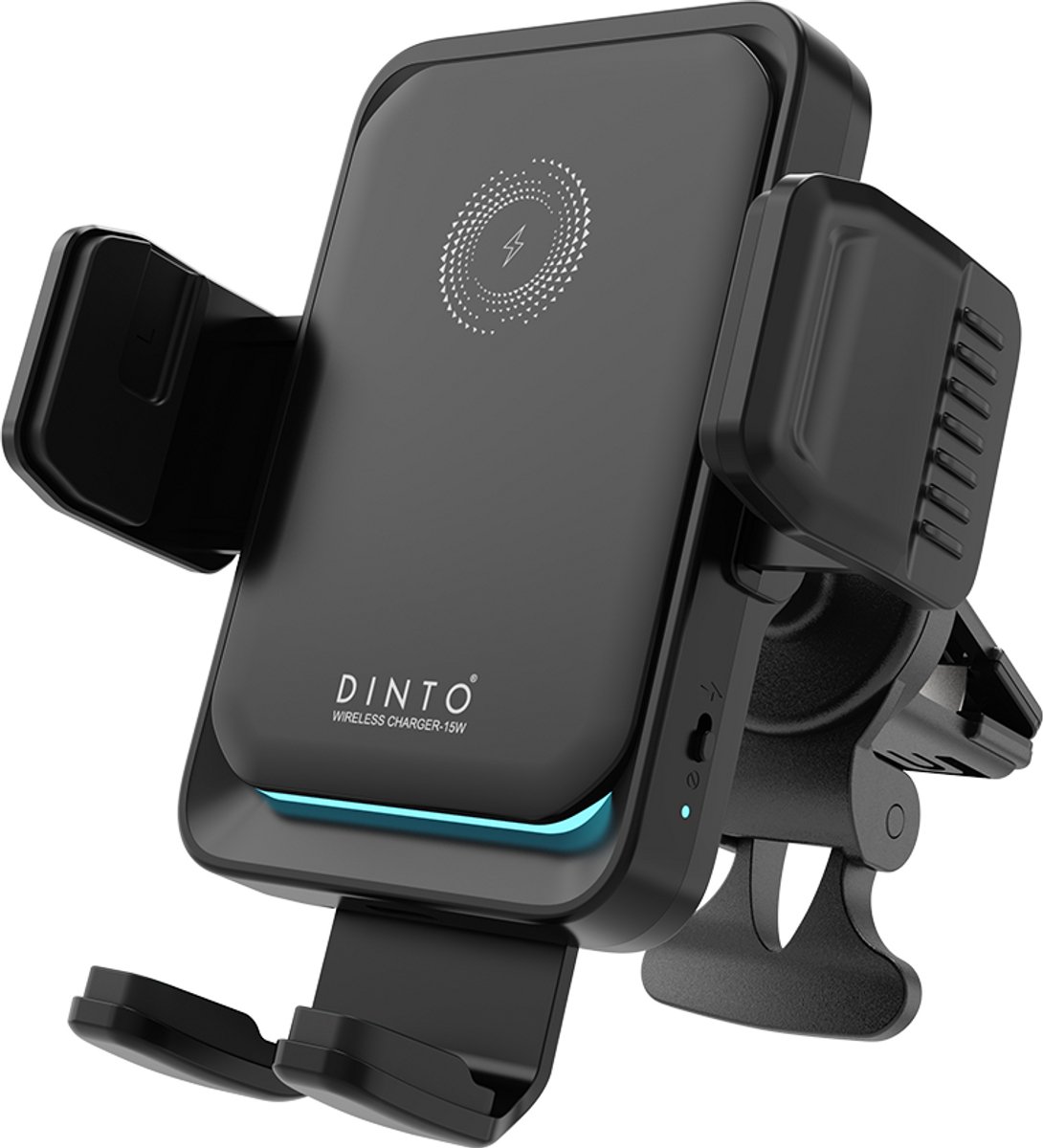 DINTO® Telefoonhouders Auto 15W QI Draadloze Oplader - Ventilatierooster, Raam, Dashboard - Autolader - GSM houder auto