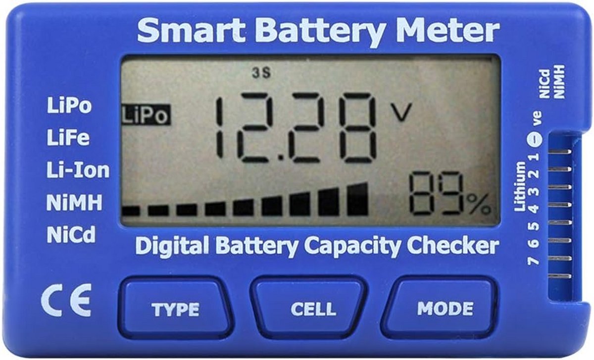 5-in-1 Digitale Batterijtester Accu Capaciteit Meter 6,5V - 29,4V