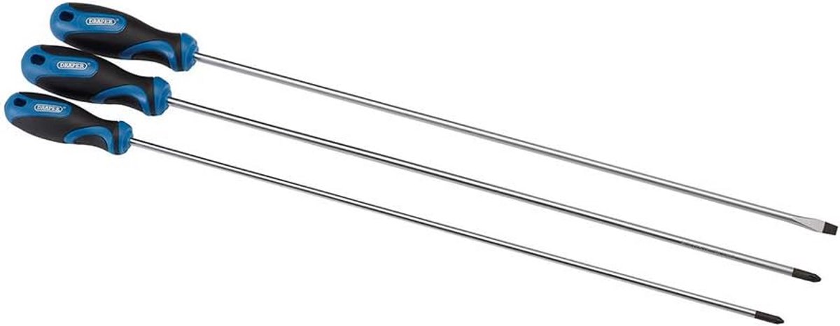 Extra Lange Schroevendraaier Set met Soft Grip (3 Delig)