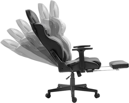 Ergonomische Gaming Stoel met Verstelbare 4D Armsteunen en Voetensteun van Merkloos — afbeelding 4