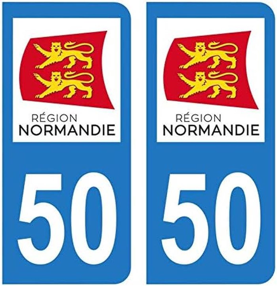 Stickers voor Nummerplaat Departement 50 Handle Logo Regio Normandie (2 stuks)