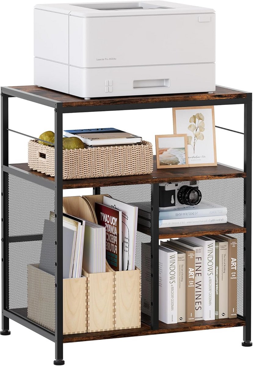 4-Laags Printerstandaard met Opbergplanken - Multifunctionele Bureau Organizer