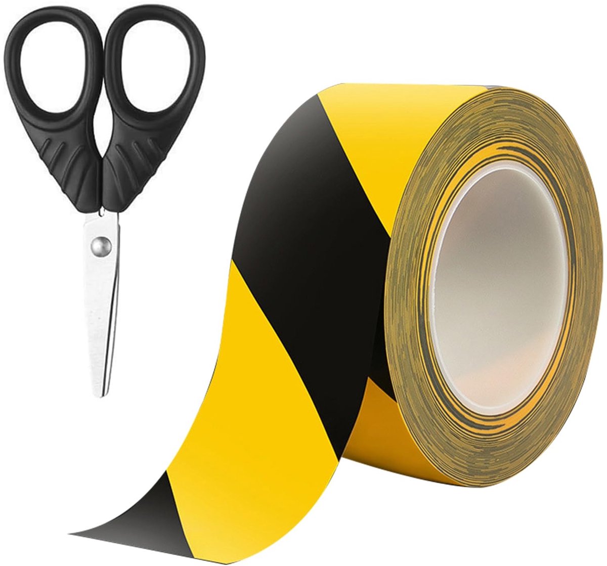 Allecto - Gele Zwarte Veiligheidstape 33m x 5cm Waterdicht Markering Tape voor Carrosserie en Bouwplaatsen