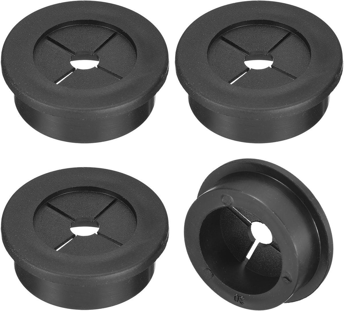 Allecto - Set van 4 Flexibele Rubber Kabeldoorvoeren | Kabelmanagement voor Bureau en Computer | Zwart