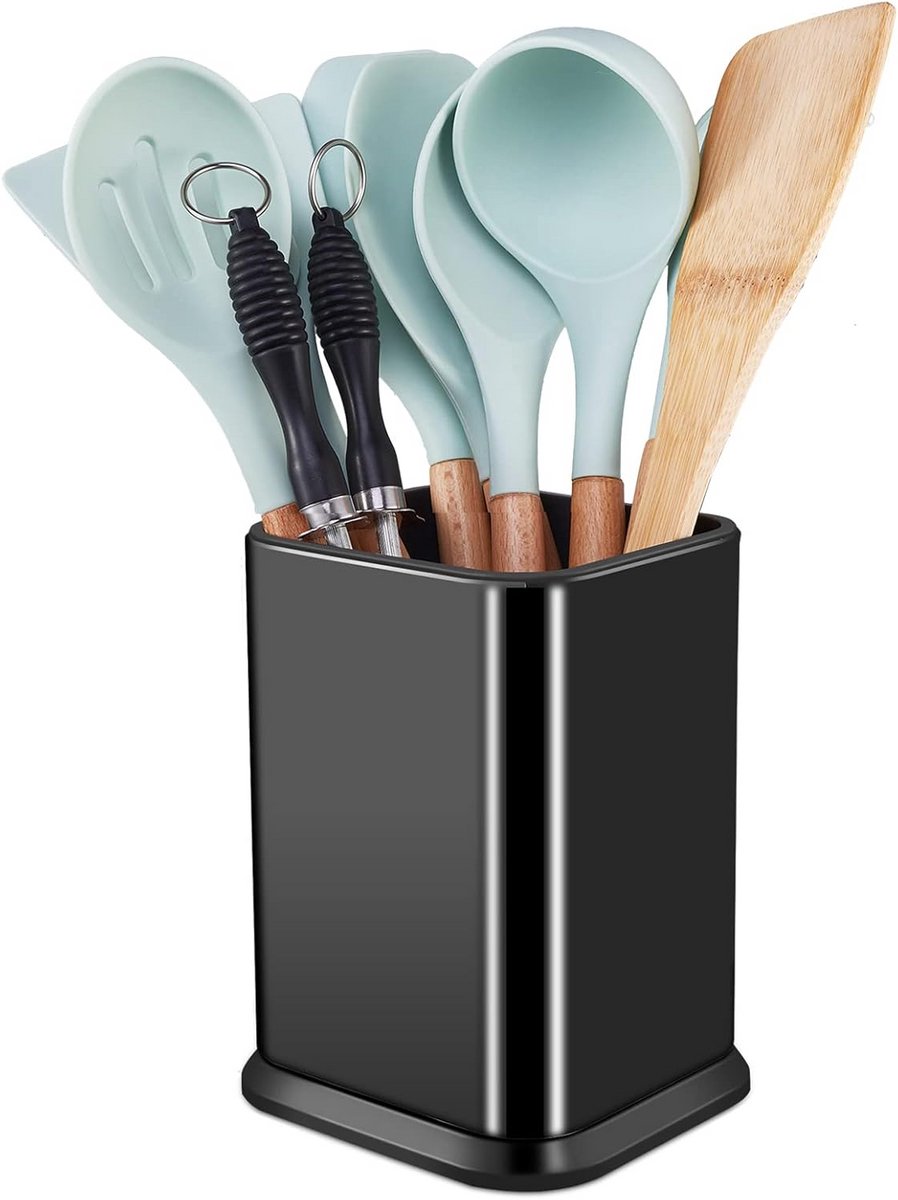 Keukengerei Houder voor Aanrecht - Grote Organizer voor Lepels en Spatels - Modern Rechthoekige Caddy