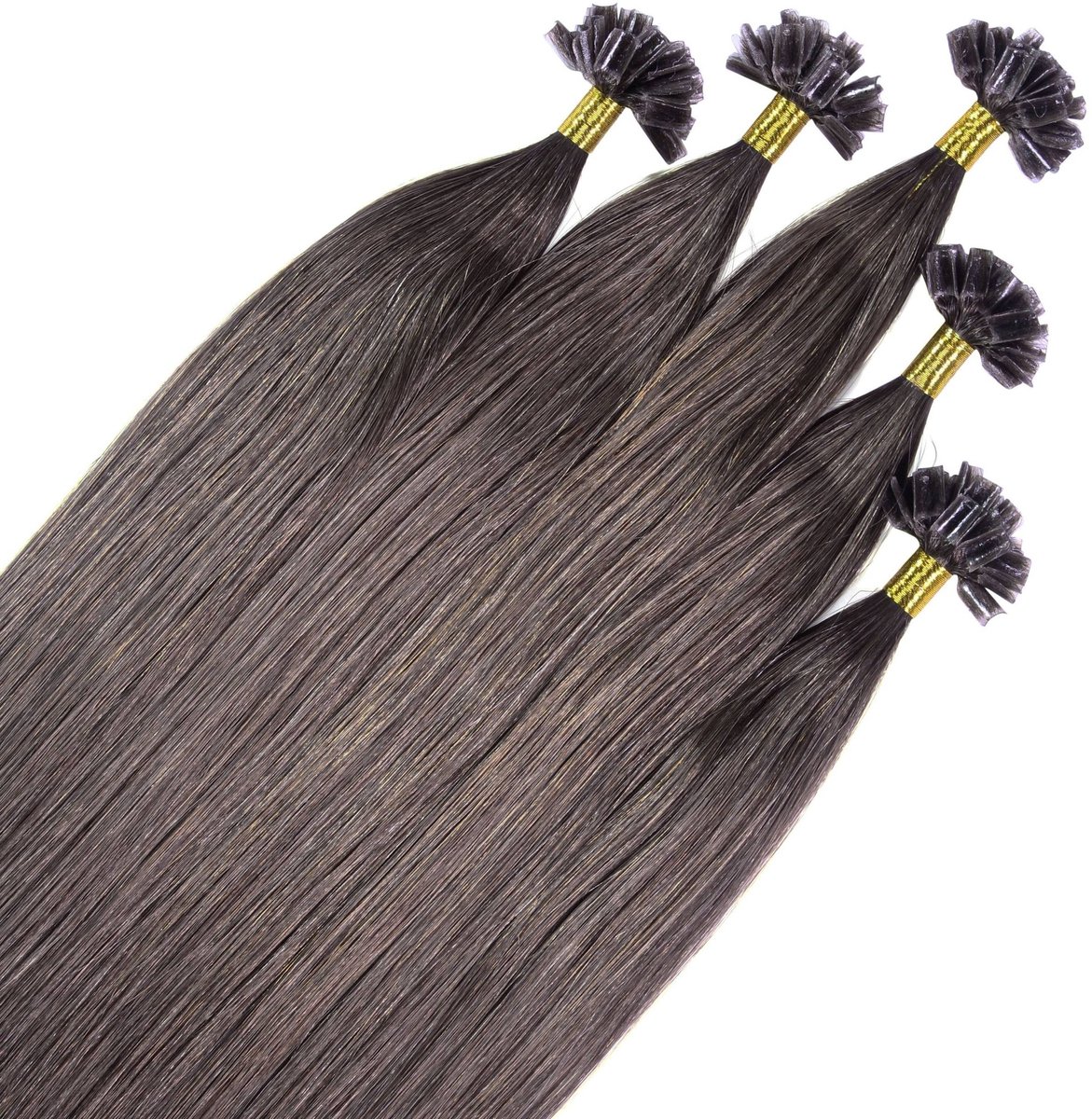 hair2heart Premium Extensions Echt haar Bondings glad - 25 strengen 1 g 60 cm 6/0 donkerblond