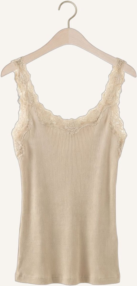 Rosemunde Babette Deep Back Silk Top Dames - Topjes - Beige - Maat M