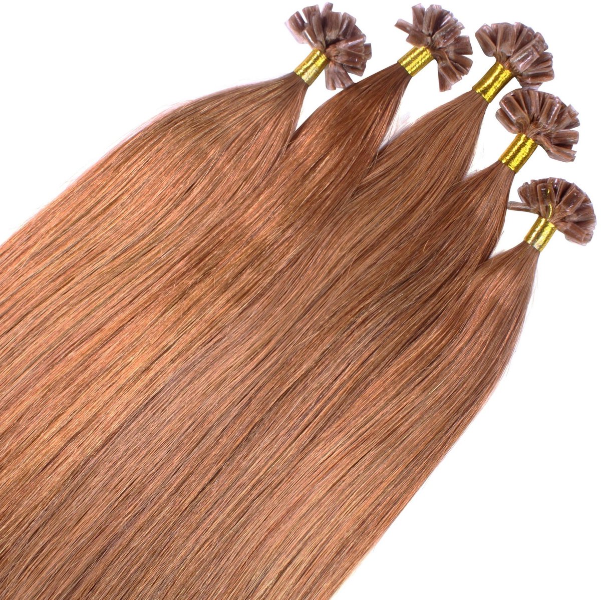 hair2heart Premium Extensions Echt haar Bondings glad - 25 strengen 0,8 g 50 cm 8/03 lichtblond naturel-goud