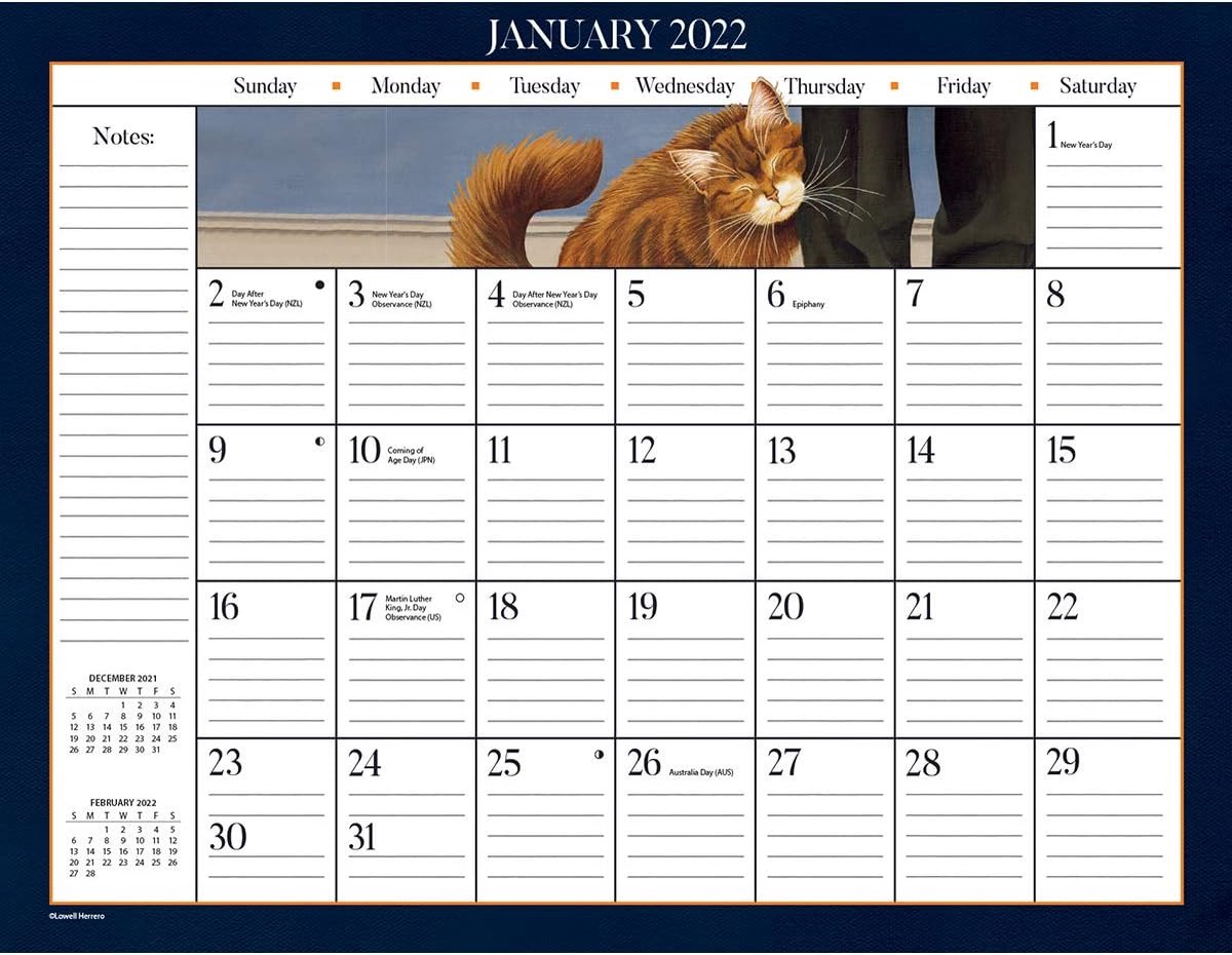 Grote Amerikaanse Kalender Bureauonderlegger 2022