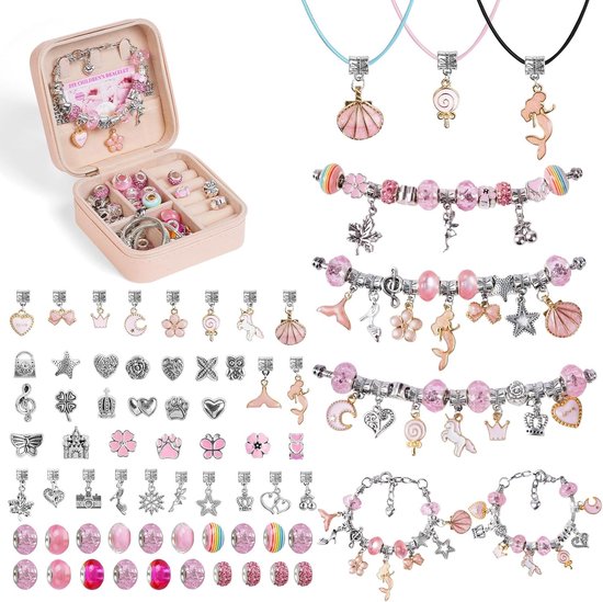 Cadeau pour filles de 5 à 12 ans, Kit de fabrication de bracelets à breloques, Kit de fabrication de Bijoux pour Filles, idée cadeau pour Noël et anniversaire pour filles de 5, 6, 7, 8, 9, 10, 11 et 12 ans