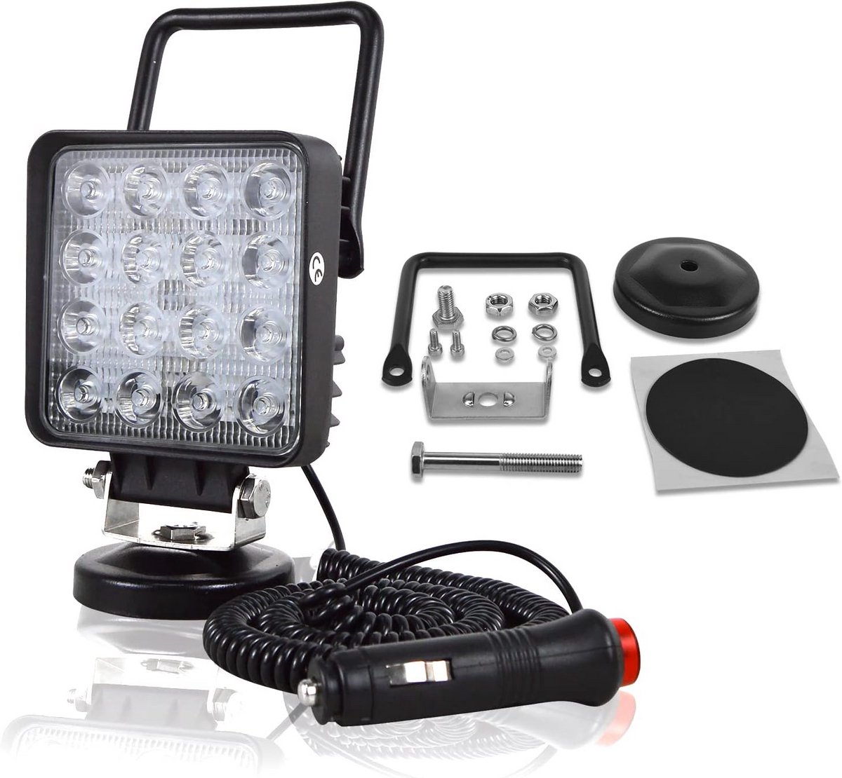 4 inch LED Werklamp met Magnetische Houder - 48W Offroad Spotlamp voor Auto en Vrachtwagen