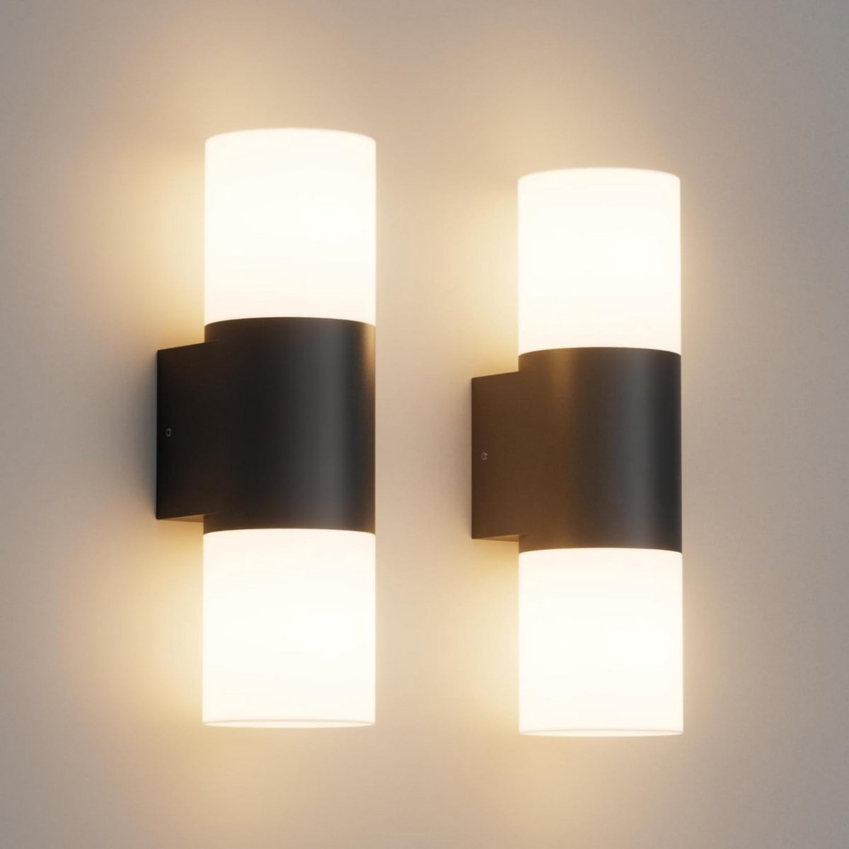 Wandlampen Set van 2 E27 Buiten/ Binnen, IP65, Aluminium Wandlampen voor Balkon/Garten, Ma