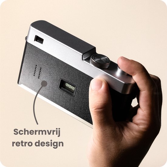 Campsnap Pro Digitale Camera - Schermvrije Retro Fotocamera - 16 Megapixel - 4 Ingebouwde Filters - 500 foto's - Minimalistisch Vintage Design - Met Xenon Flits - Oplaadbaar - 4GB - Zwart
