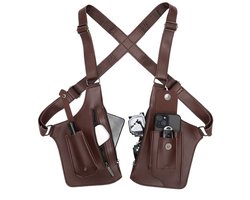 longziming - Borsttas - Retro herenrugzak - Heren - Oksel - Tas -Dubbele - Schouder - Holster - Tas - Anti-Diefstal - Underarm - Bag - Verstelbare - Riem - Reis - Tas - Dagelijks - Gebruik - Bruin - Modern