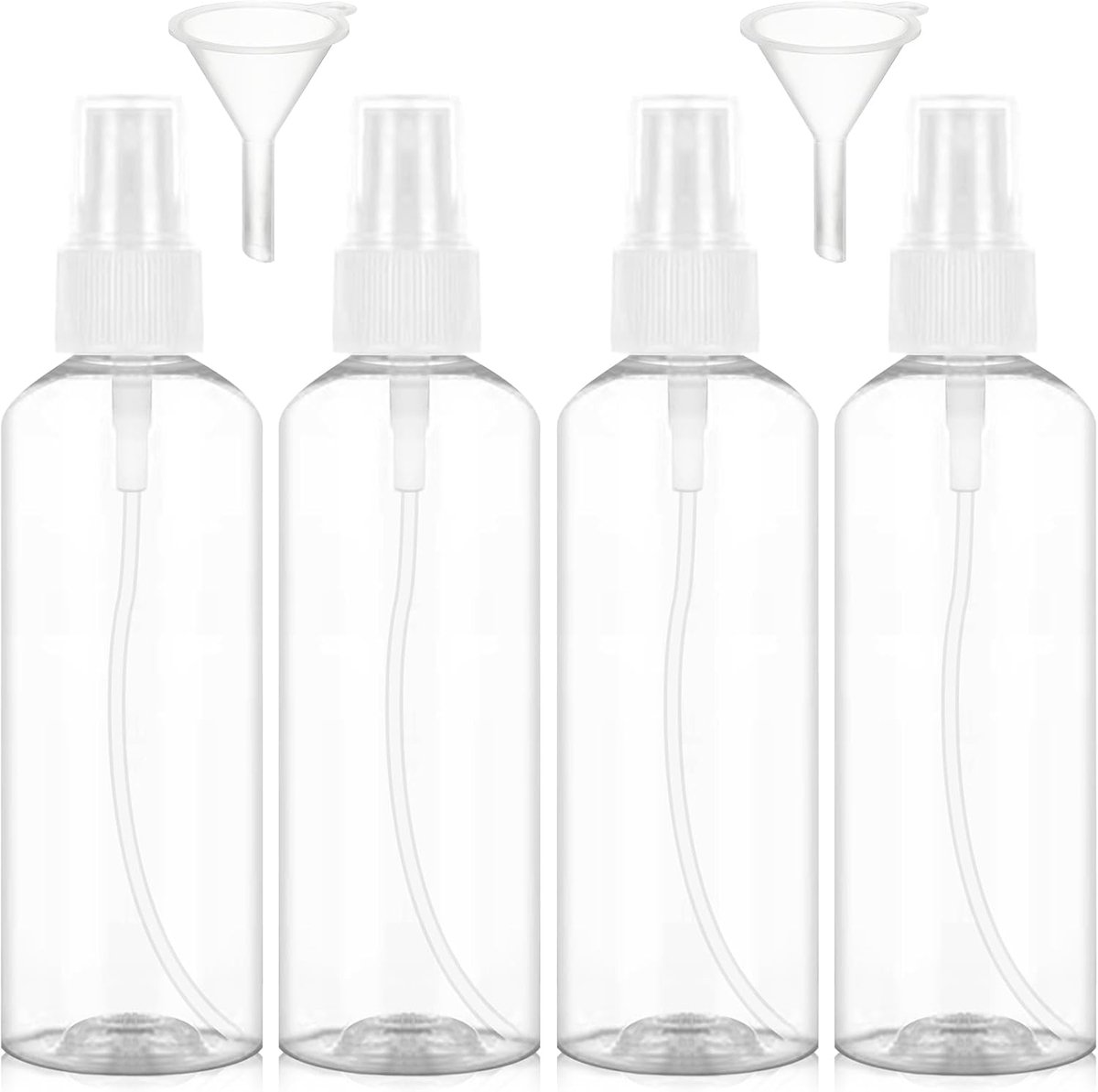 Famanu – Mini spuitflessen set van 4, 100 ml, hervulbare verstuivers voor parfum, water en alcohol