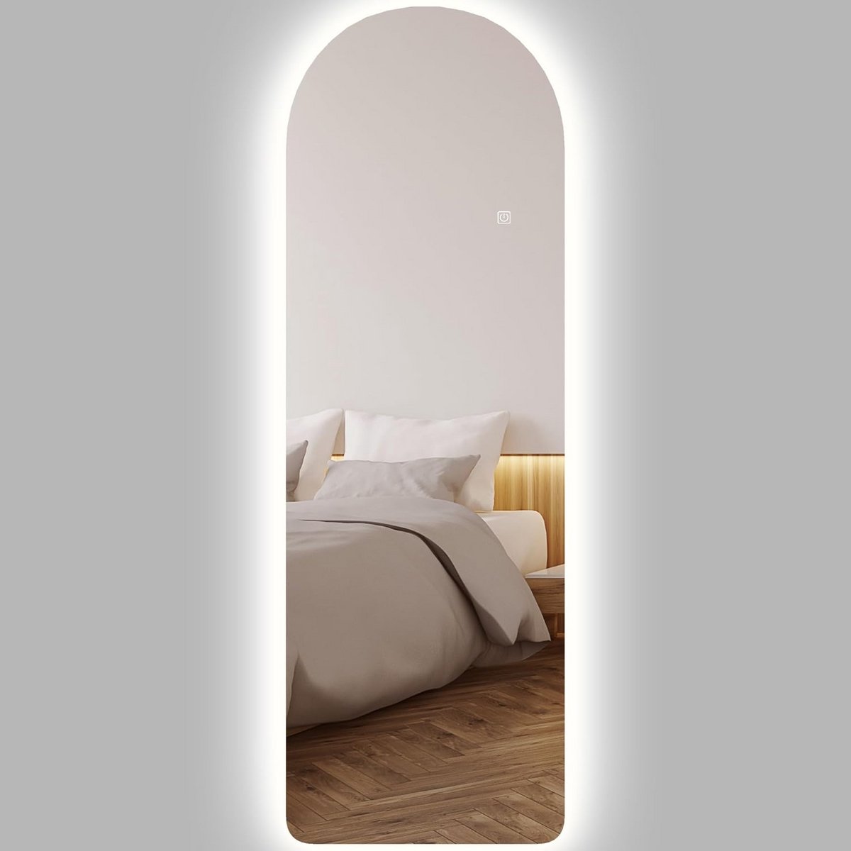 Grote Wandspiegel met LED Verlichting, Dimbaar en Drie Kleuren, 120 x 40 cm, Voor Woonkamer en Slaapkamer