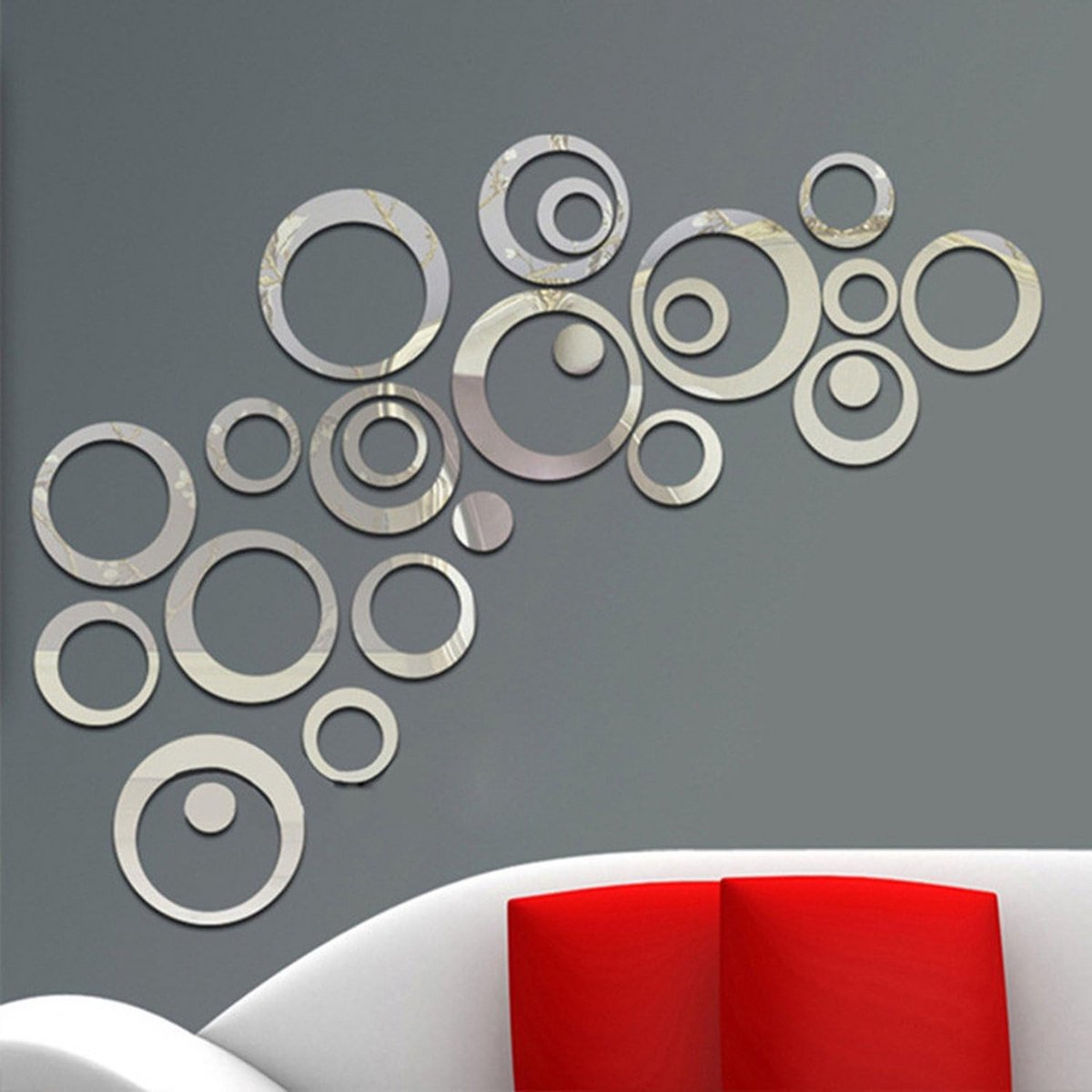 DIY Cirkel Spiegel Muursticker - 24 Stuks Muurdecoratie