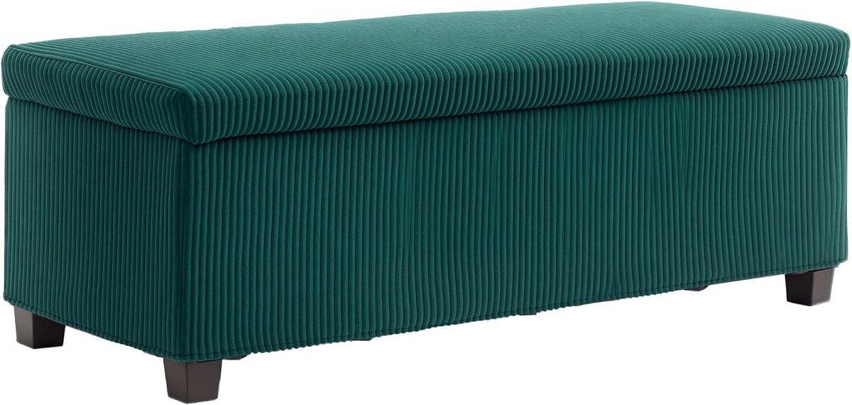 Opbergbank met Zitzak en Deksel - Comfortabele Storage Poef voor Woonkamer, Slaapkamer en Entree - Groen 112 x 42 x 40 cm