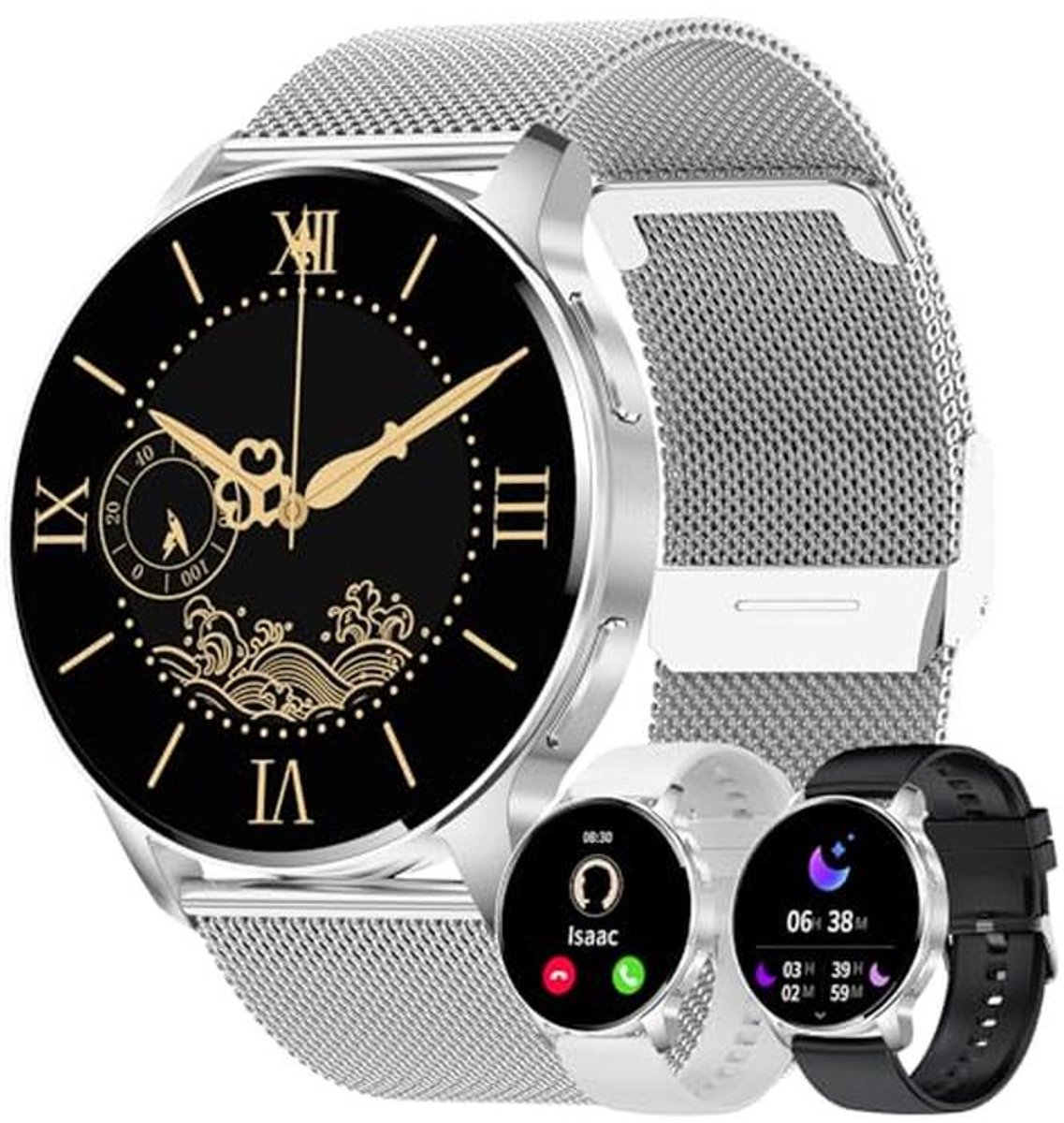 Slimme Horloge voor Dames en Heren - 1.34" HD Touchscreen Fitnesshorloge - Rond - Waterdicht - Stappenteller - Hartslagmonitor - Slaaptracker - Menstruatiecyclus - Geschikt voor Android en iOS