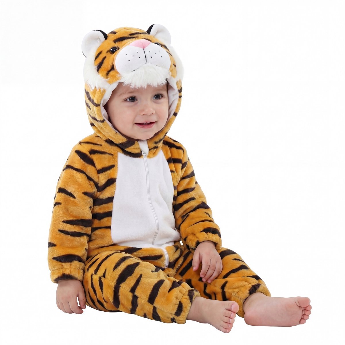 JAXY Baby Onesie - Carnavalskleding Kinderen - Verkleedkleren Jongen en Meisje - Verkleedkleding Kind - Romper - EU 74/80 (label 90) - Tijger