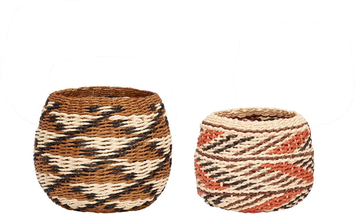 Evoke Baskets Round Natural/Multicolour (set of 2)