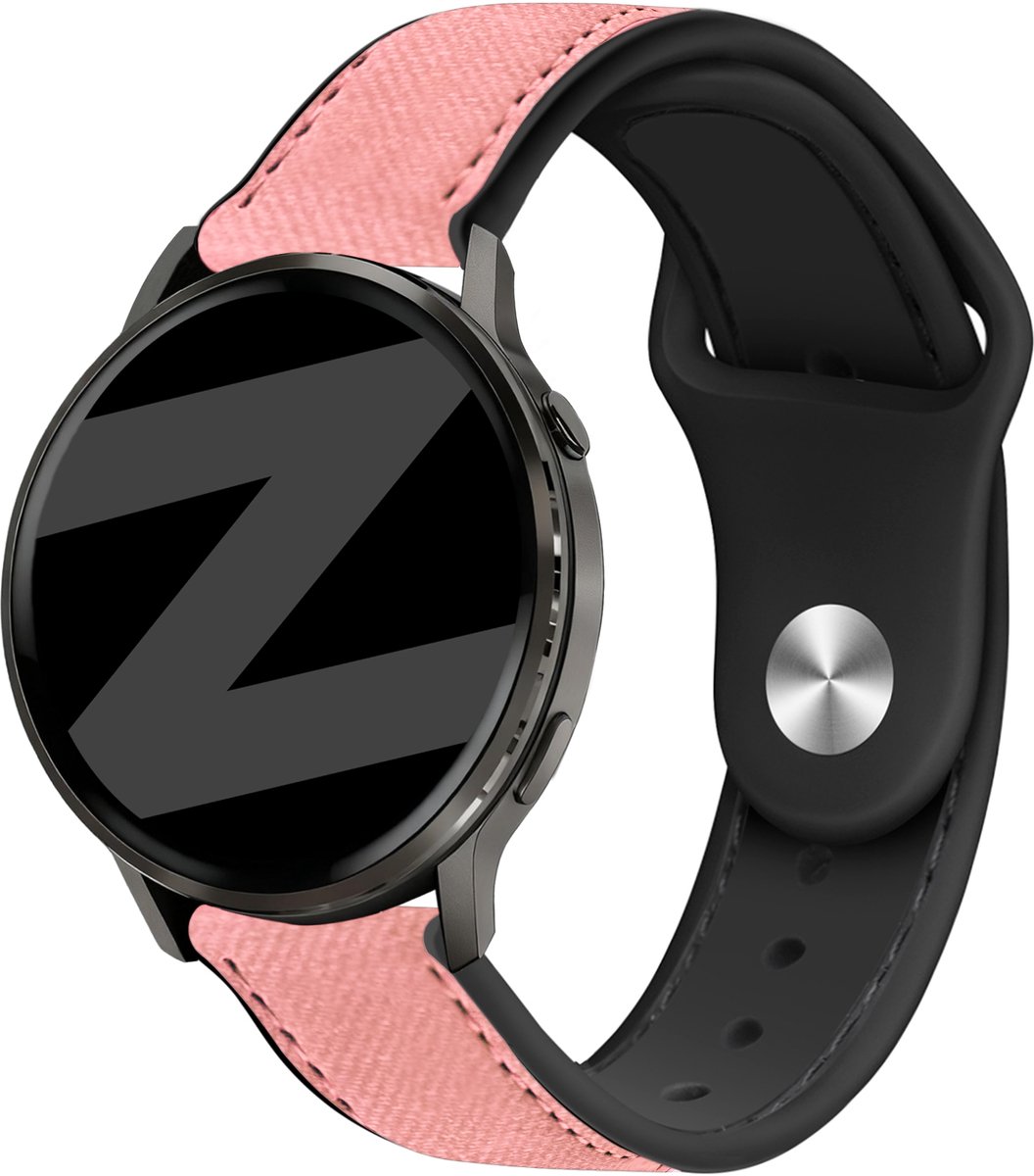 Bandz Leren 'Hybrid' bandje geschikt voor Garmin Vivoactive 6 / 5 / 3 / Vivomove / 3 / HR / Style / Luxe / Sport / Trend / Forerunner 645 / 570 / 245 / 165 / 55 / Venu / SQ / SQ2 / 2 Plus / Approach S12 / S40 / S42 / S44 / S50 / D2 Air X12 - Roze