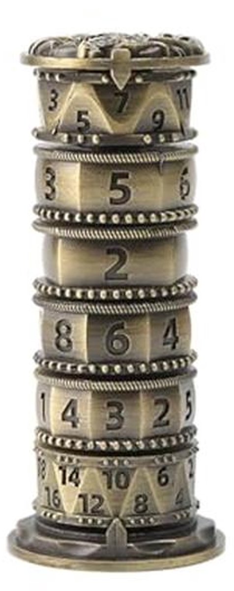 7-in-1 Metalen Dobbelstenen Toren voor Rollenspellen - D4, D6, D8, D10, D12, D20, D100