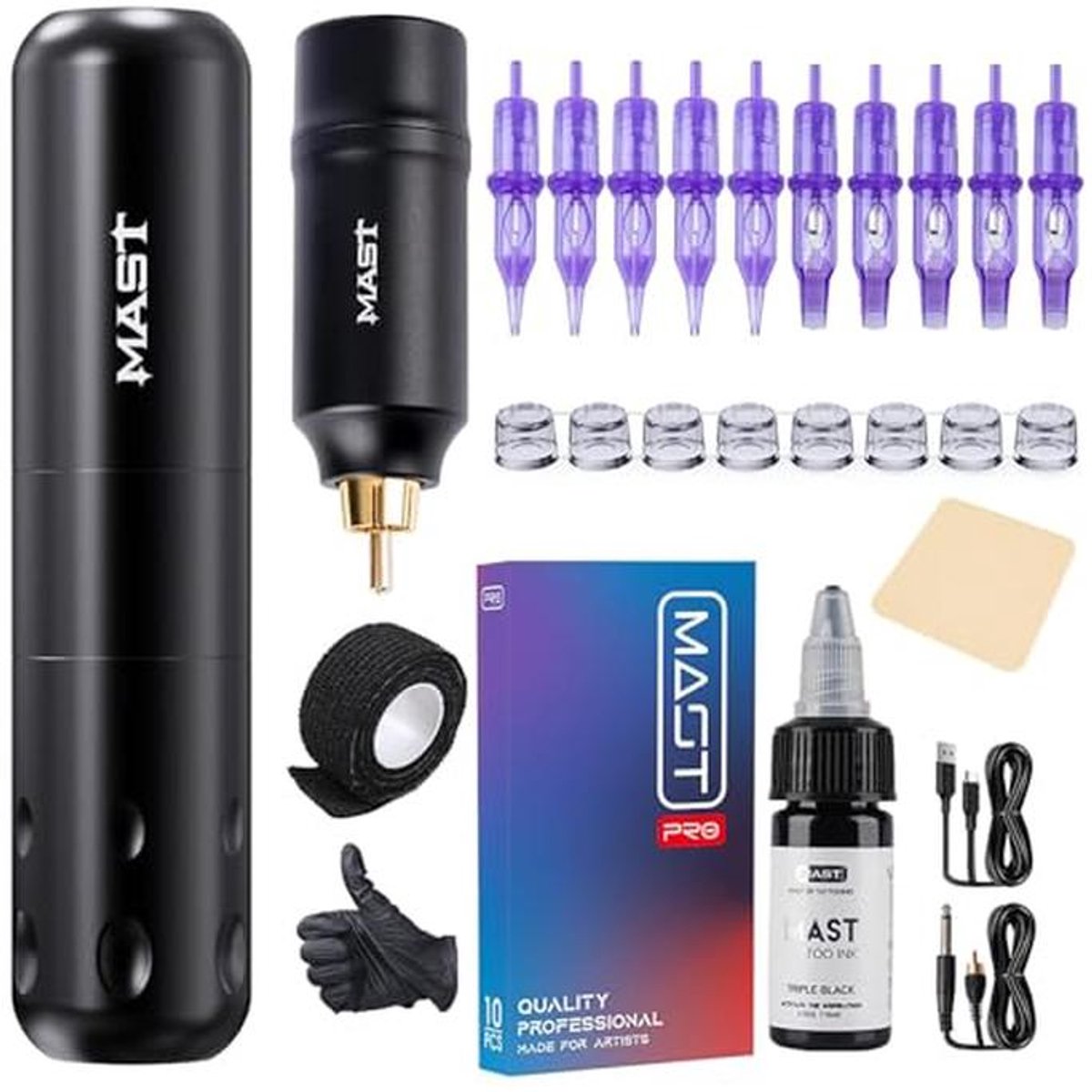 Draadloze Tattoo Maschine Set - Pen Tattoo Machine Met 1500mAh Batterij Voor Beginners & Professionals