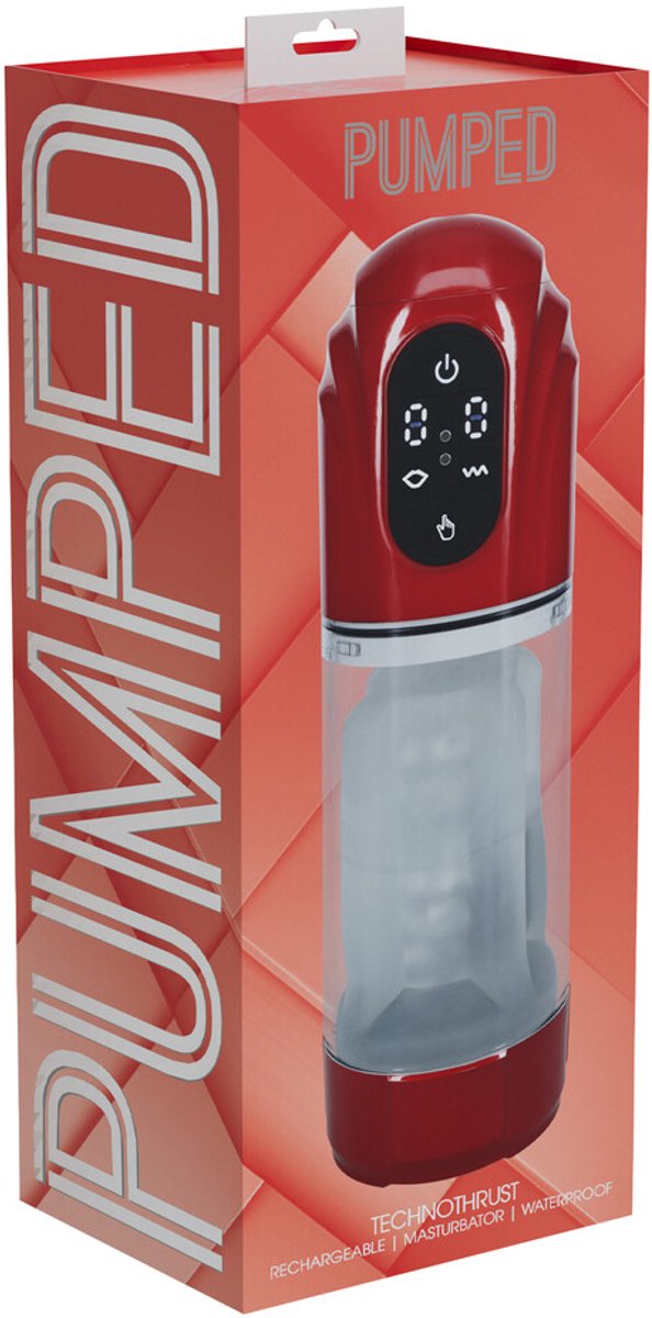 Pumped by Shots TechnoThrust - Automatische Waterdichte Masturbator Pomp - Metallic - Rood