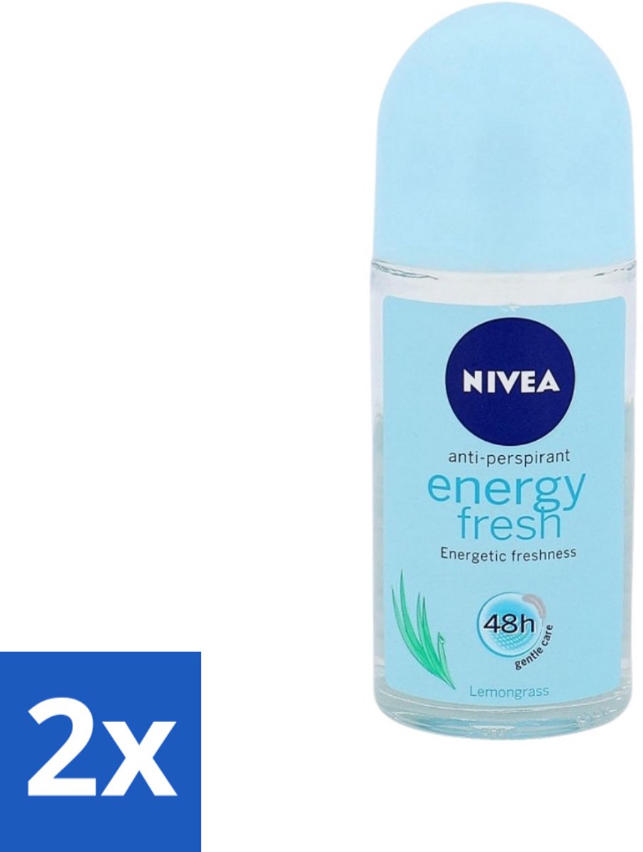 2 x Nivea - Energy Fresh - Vrouwen Rollerdeodorant - 48 Uur Lang Werkend - 50 ml - NIVEA Energy Fresh - Deodorant Roller - 48 Uur Bescherming - Zonder Aluminium - Frisheid